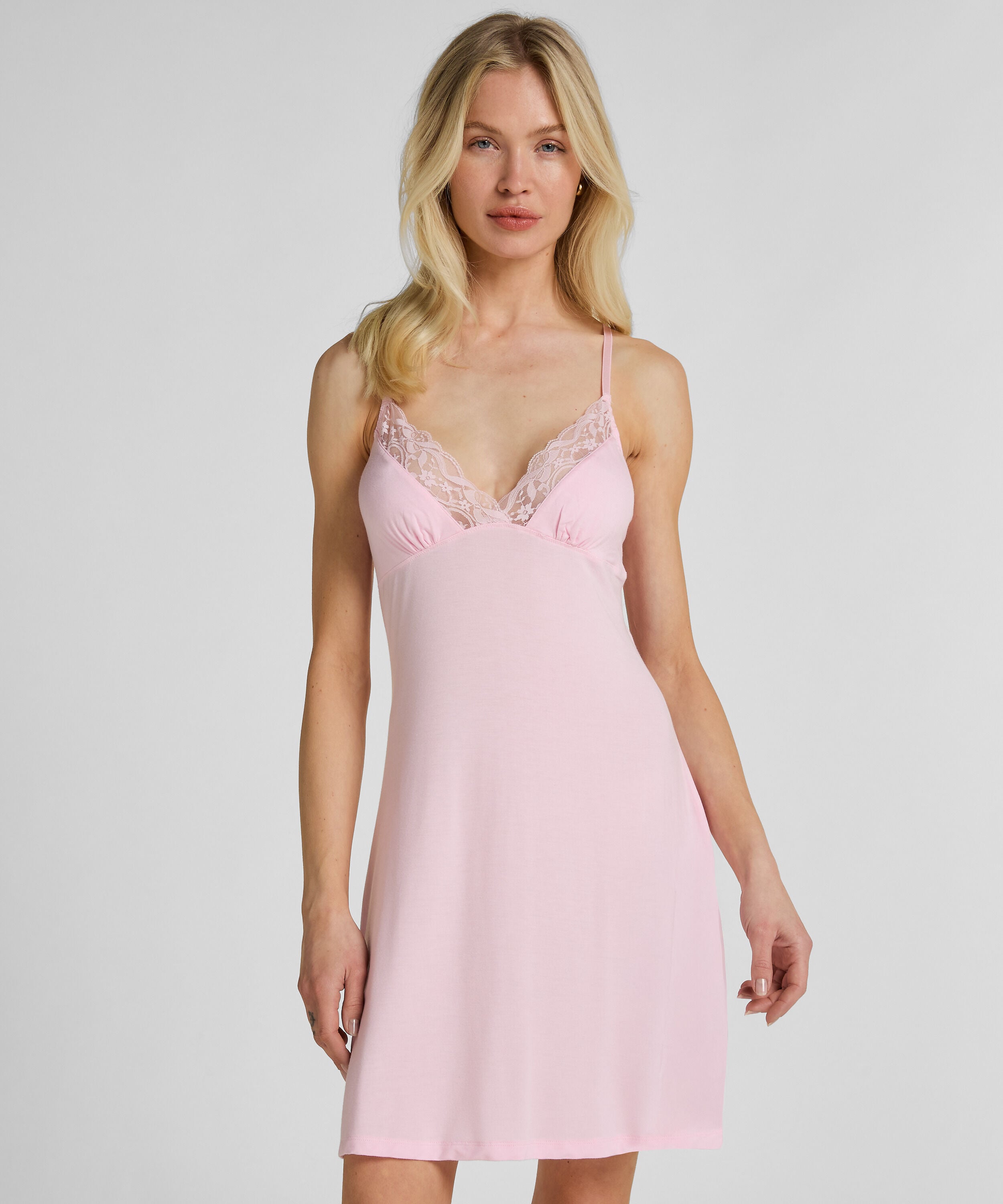 Jersey Slip-klänning, Rosa Jersey Slip-klänning, Rosa