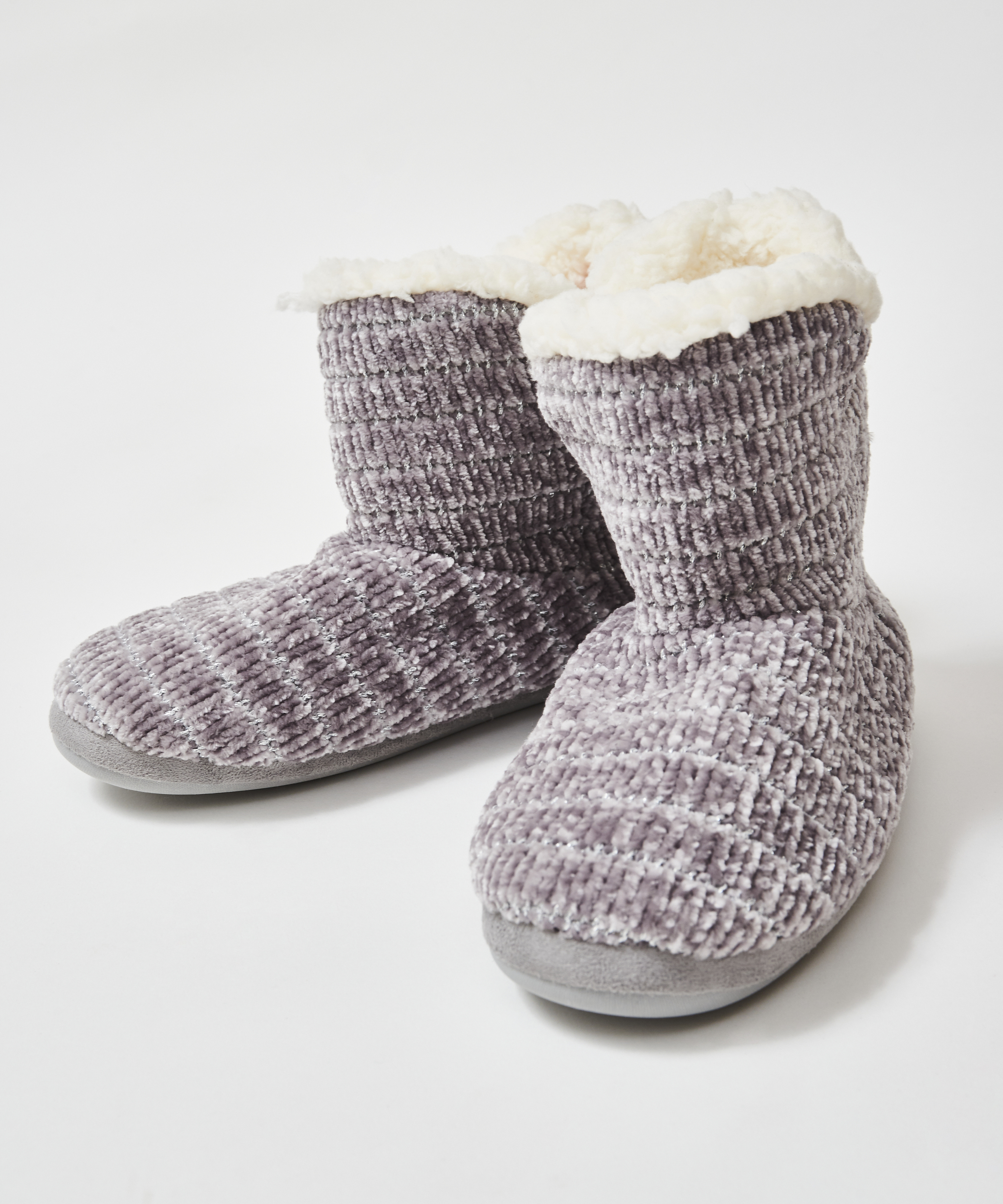 Chenille tofflor, Grå, main