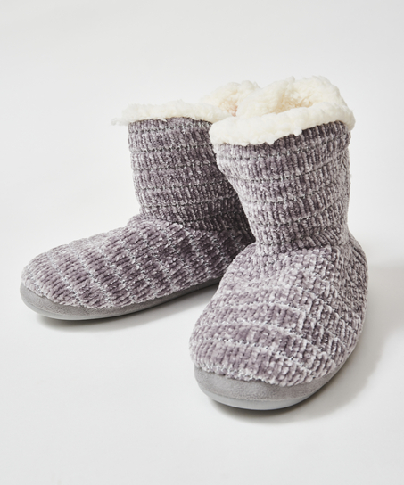 Chenille tofflor, Grå