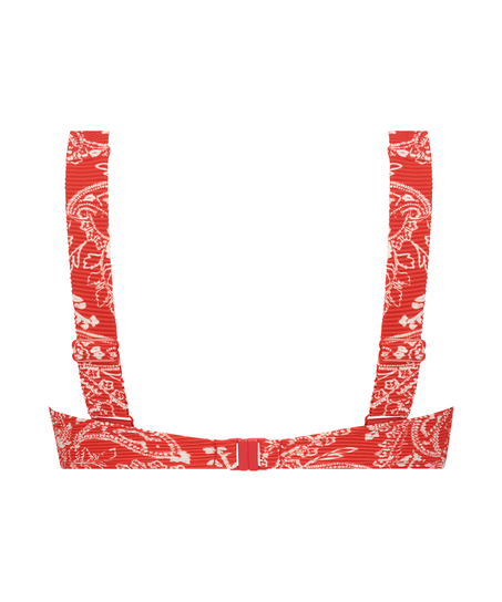 Paisley icke-formpressad bikini&ouml;verdel med bygel, R&ouml;d