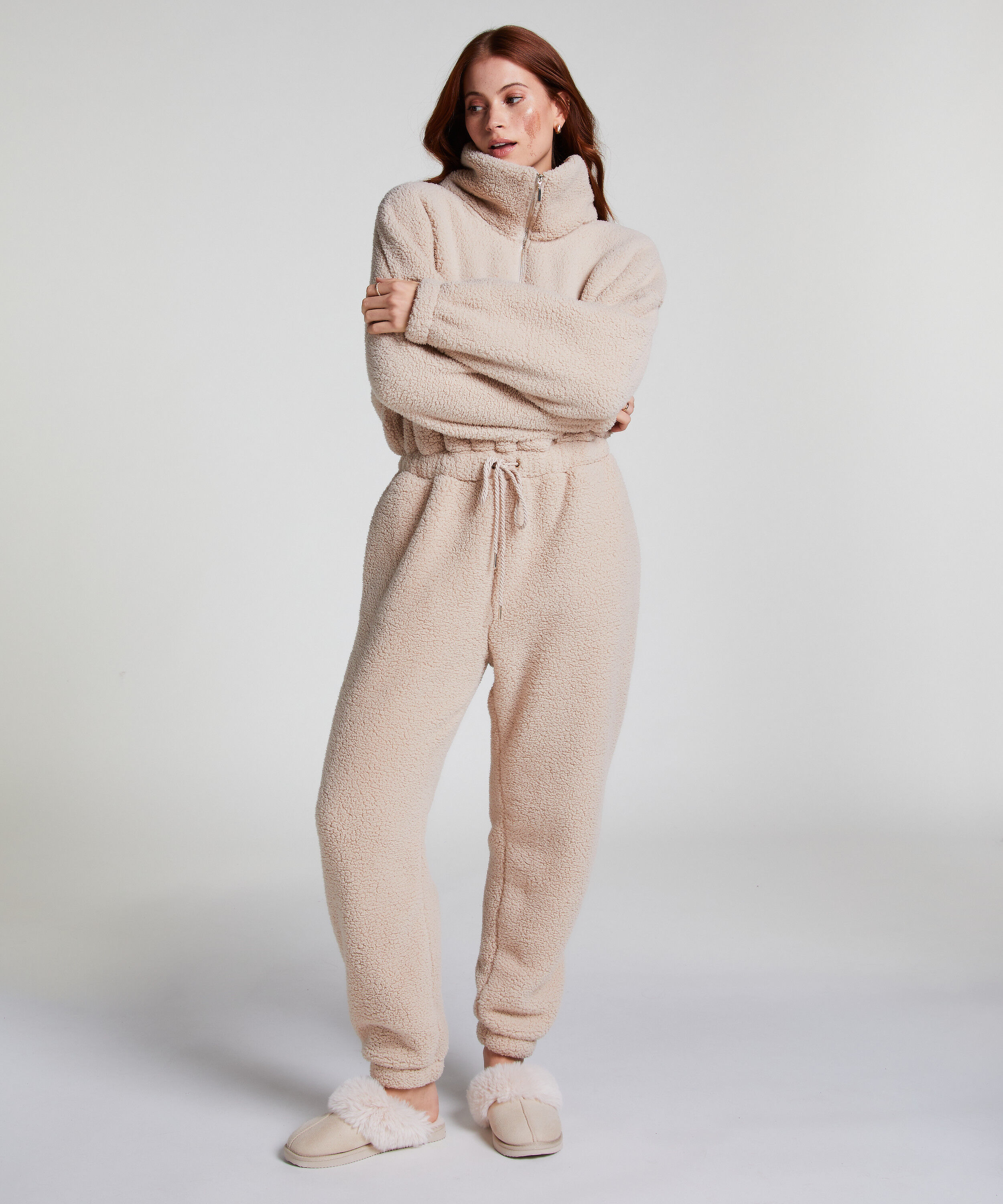 Onesie-fleece, Beige