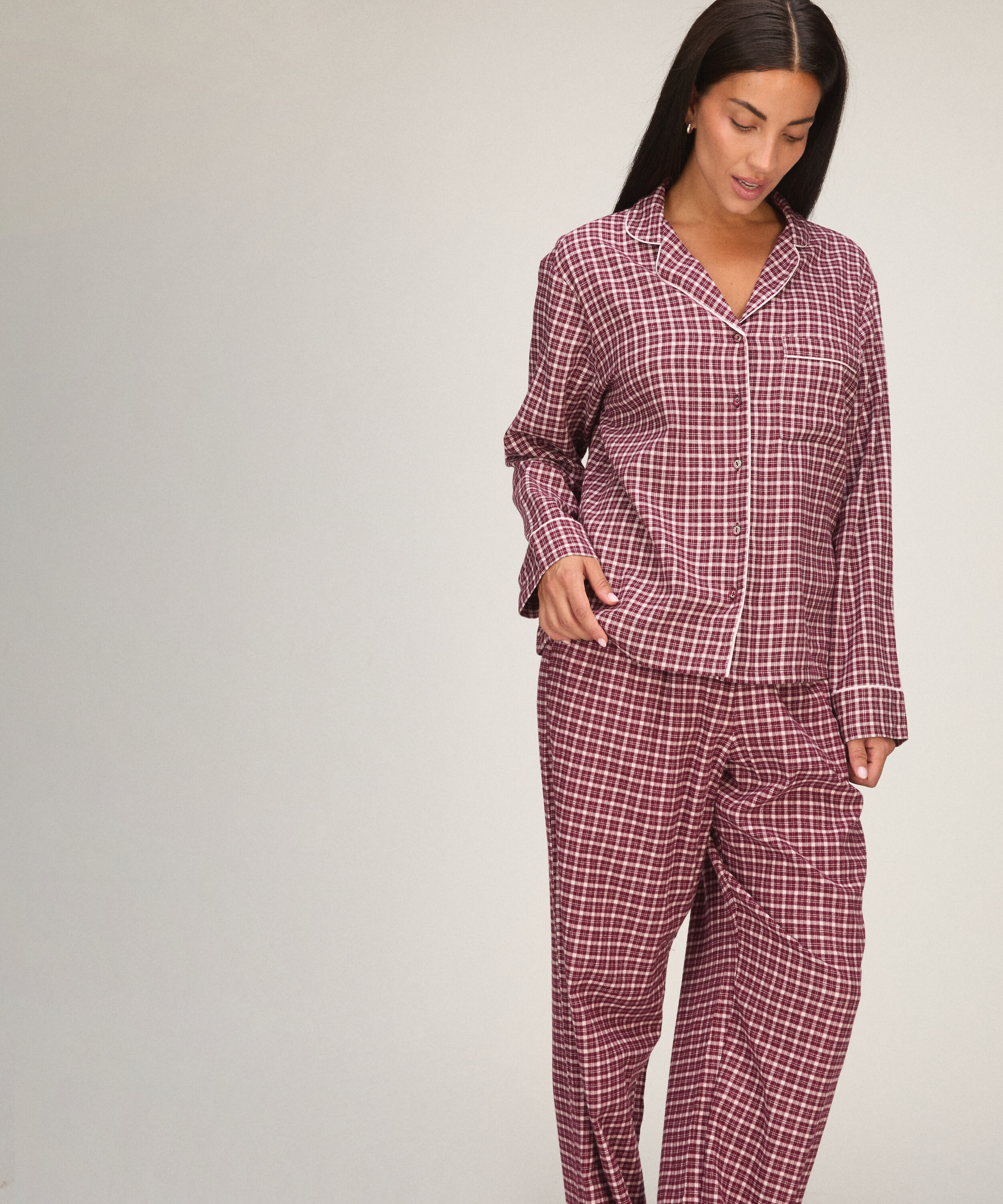 Pyjamasjacka Longsleeve Woven, Rosa