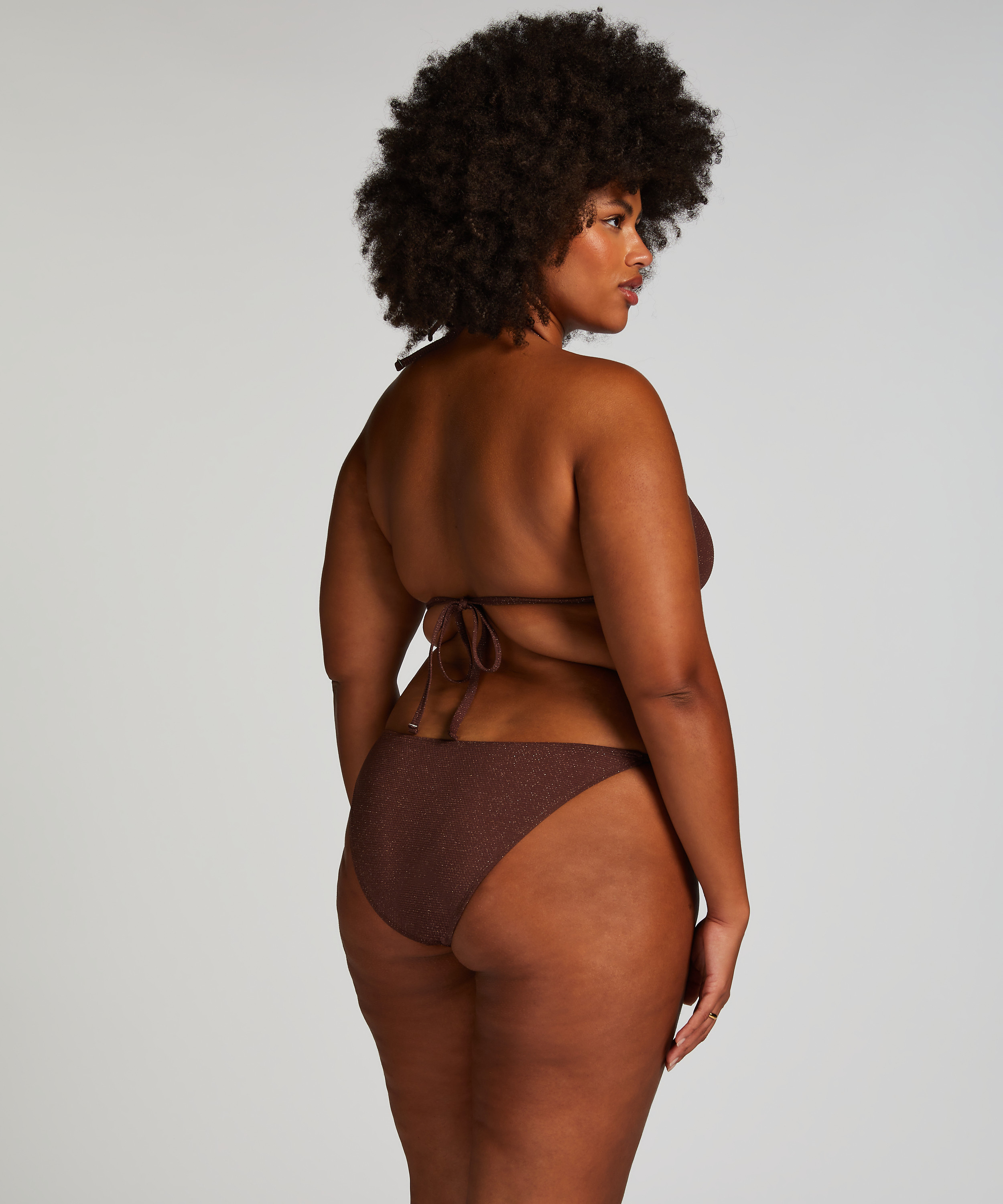 Cheeky Tanga Bikiniunderdel Scallop Lurex, Brun, main