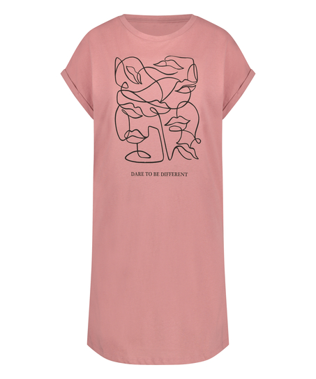 Nattlinne med rund halsringning, Rosa