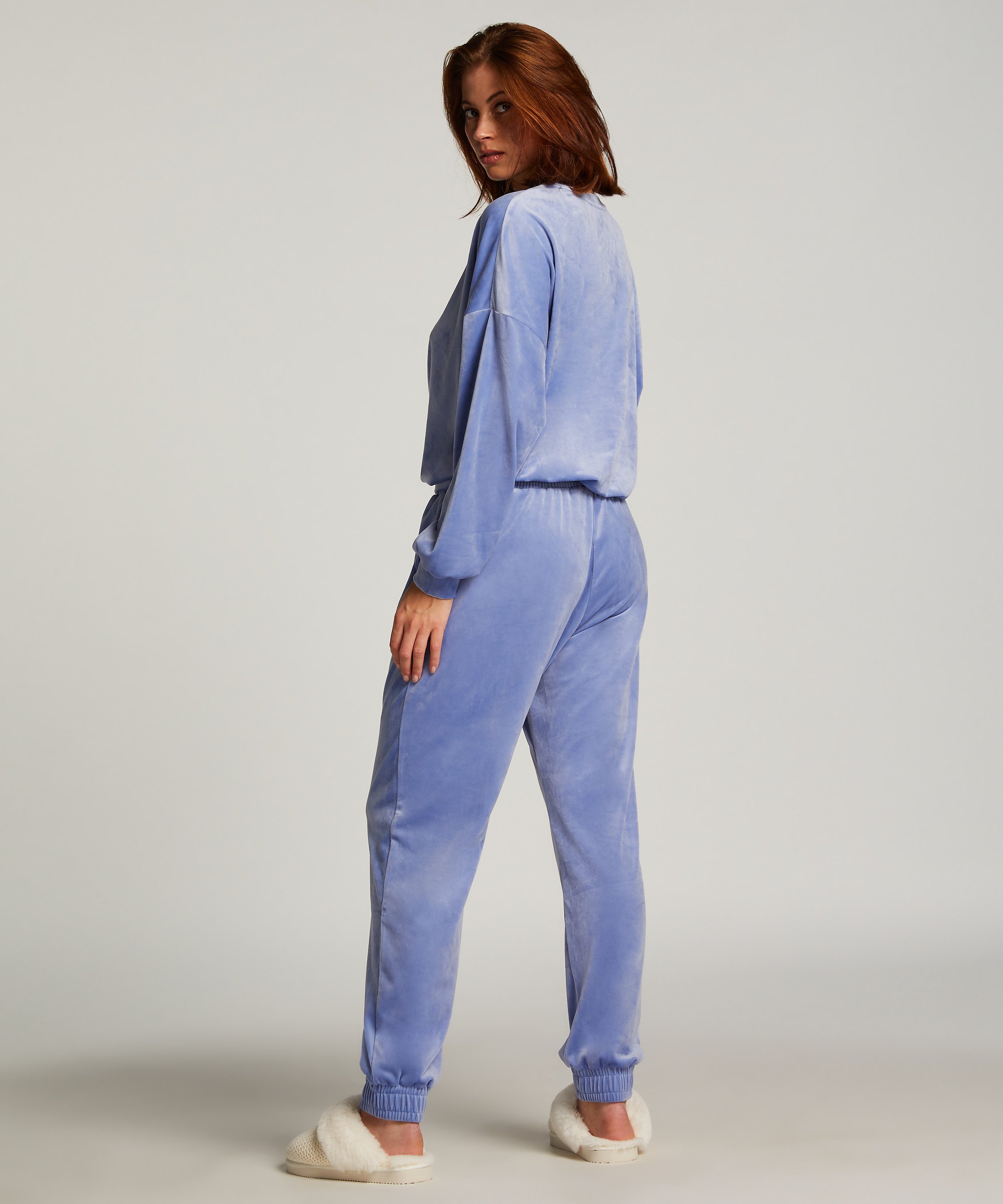 Joggingbyxor Velour, Bl&aring;, main
