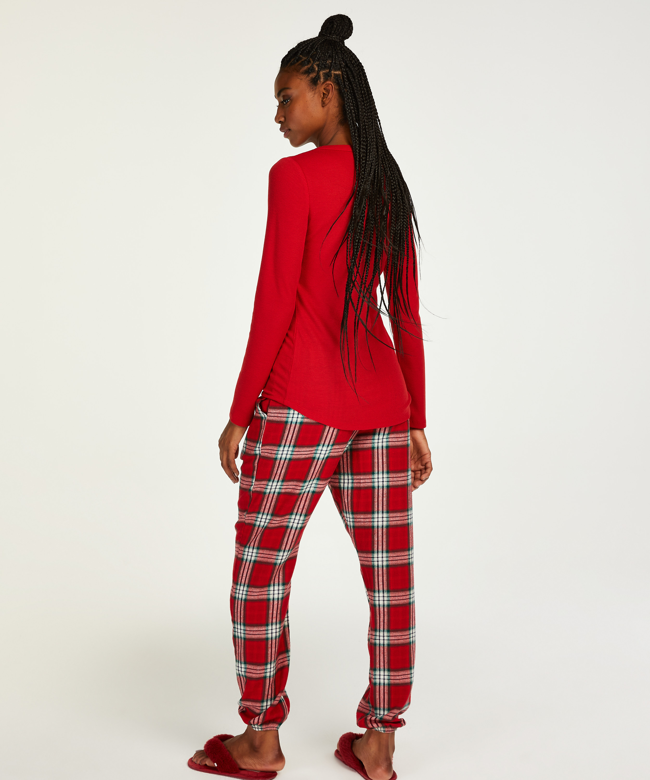 Tall Pyjamasbyxor i rutig Twill, röd, main