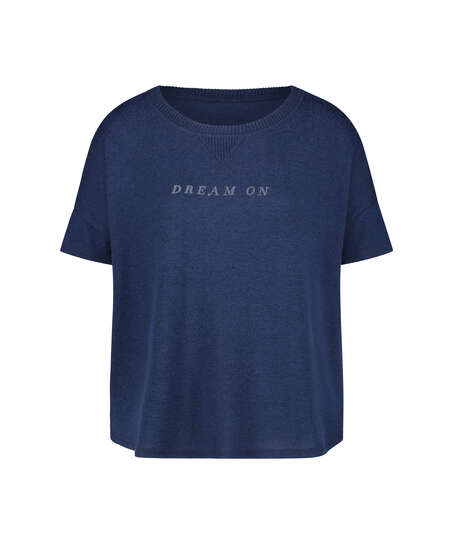 Kort&auml;rmad pyjamastr&ouml;ja i borstad jersey, bl&aring;