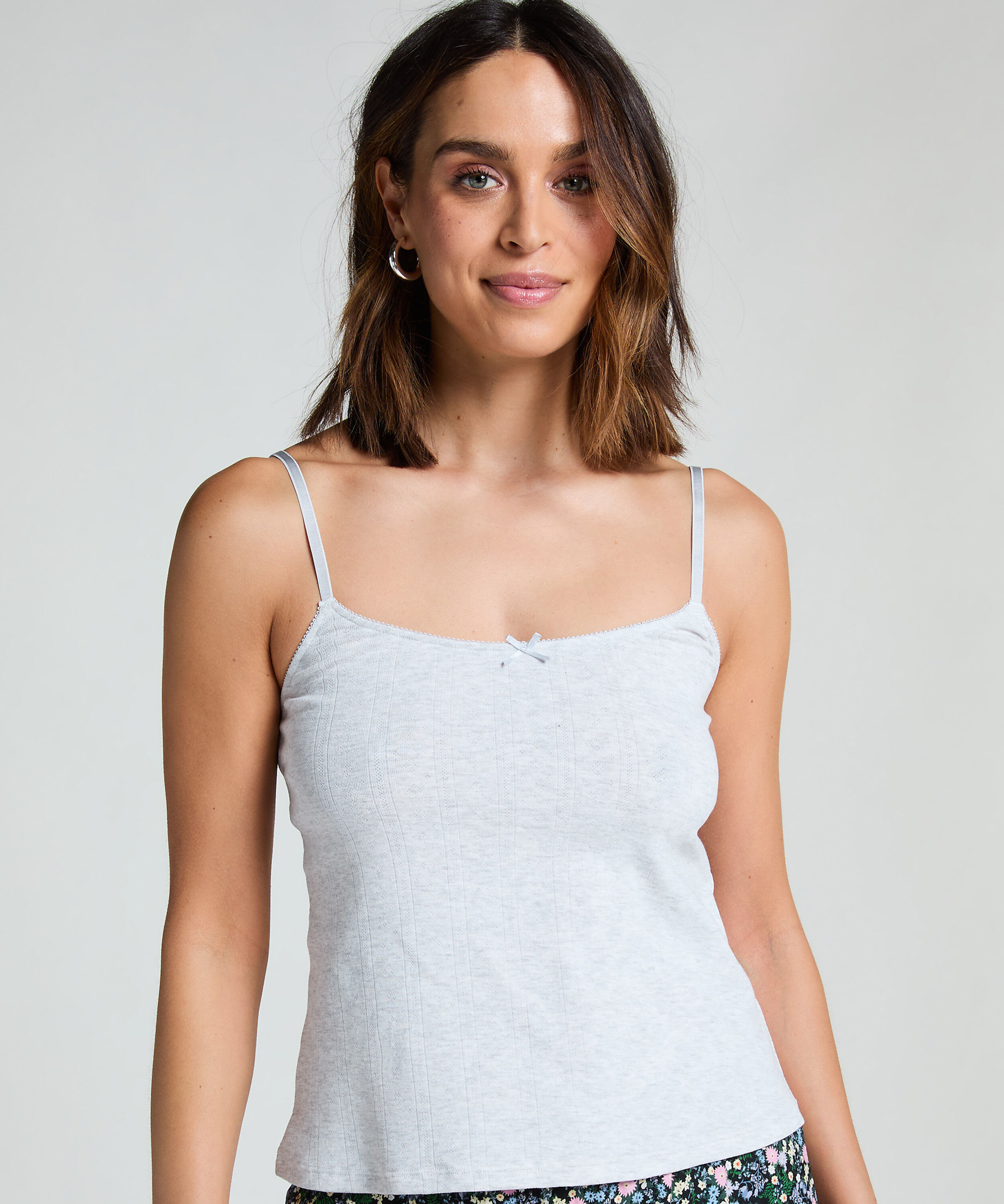 Pointelle pyjamastopp, Grå