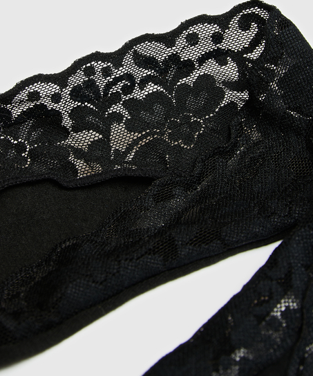 Lasercut footsie-strumpa (2 par), Svart