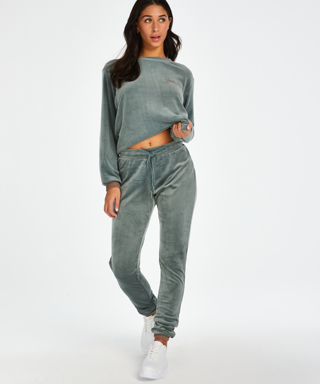 Tall velours Jogging pants, grön