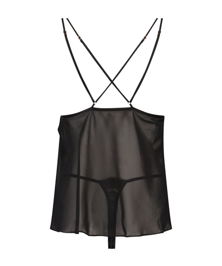 Babydoll Chiffon Lace, Svart