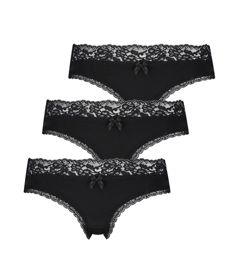 3-pack Dakota brazilian-trosshorts, Svart
