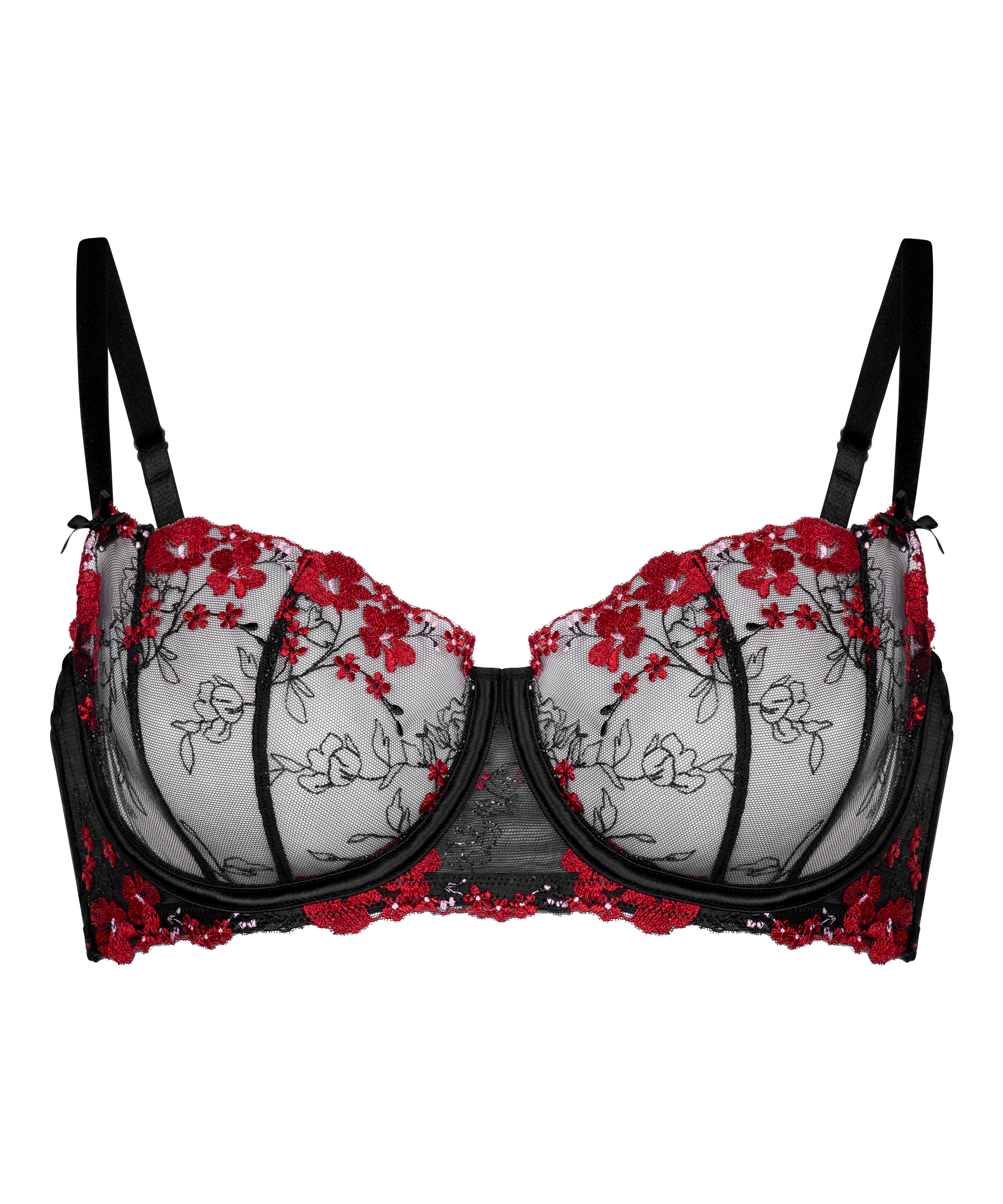 Peonie icke-formpressad bygel-bh, Svart, main