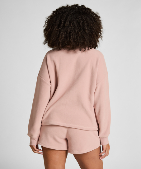 Sportiga fleece-shorts, Rosa