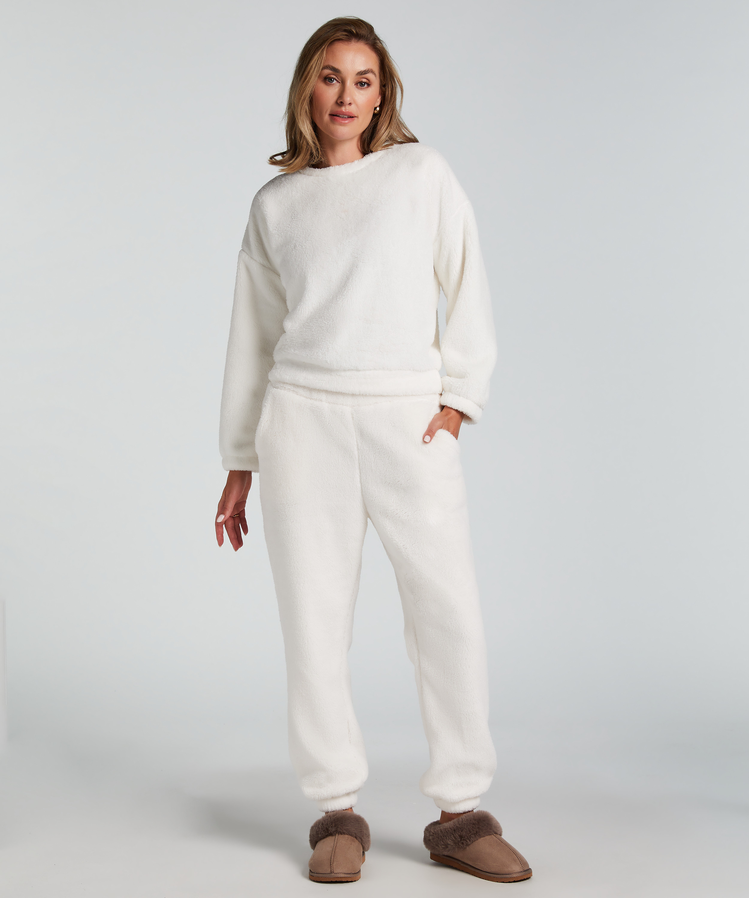 Topp Fleece Snuggle, Vit, main