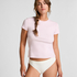 Kortärmad pyjamastopp Rib Crew Neck, Rosa