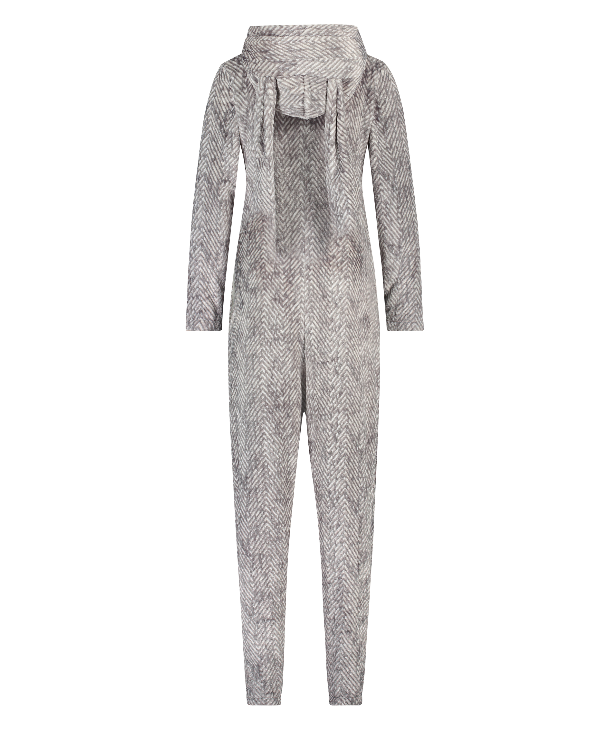 Onesie i flanell och fleece, Grå, main
