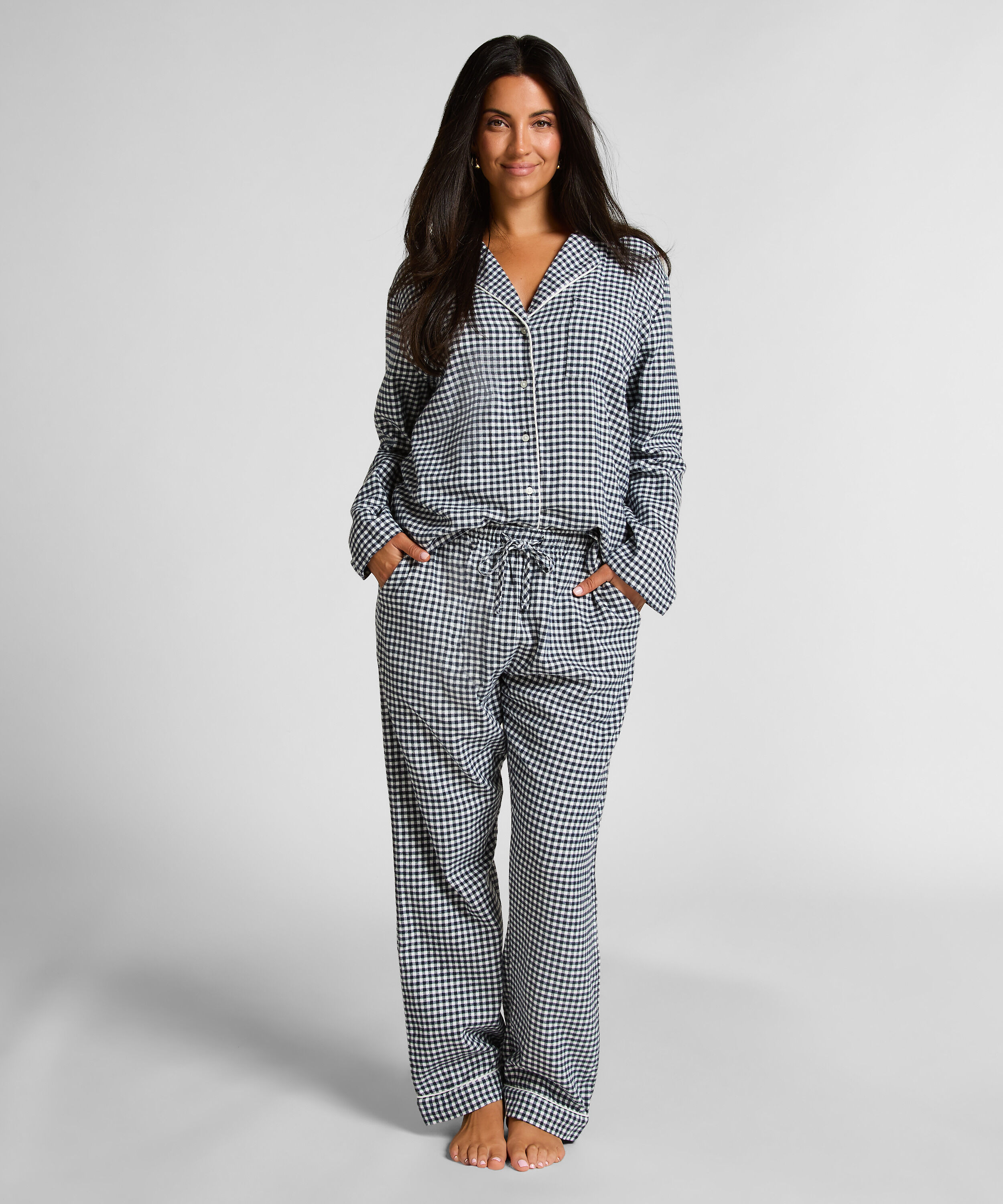 Pyjamasbyxori flanell, Blå