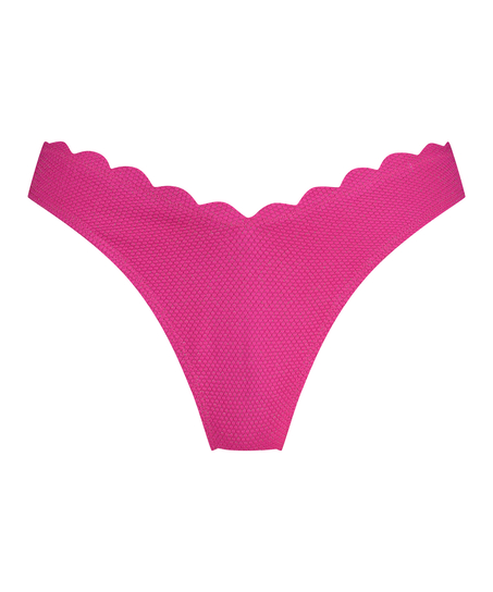 Högt Skuren Bikiniunderdel Scallop Lurex, Rosa