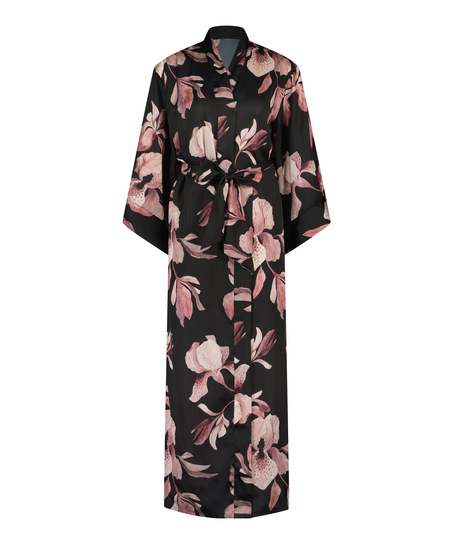 Bloom satin-kimono, Svart