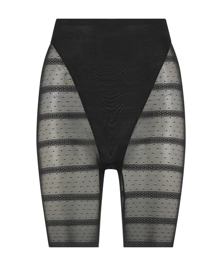 Uppstramande förstärkande smalare byxor i mesh, Svart