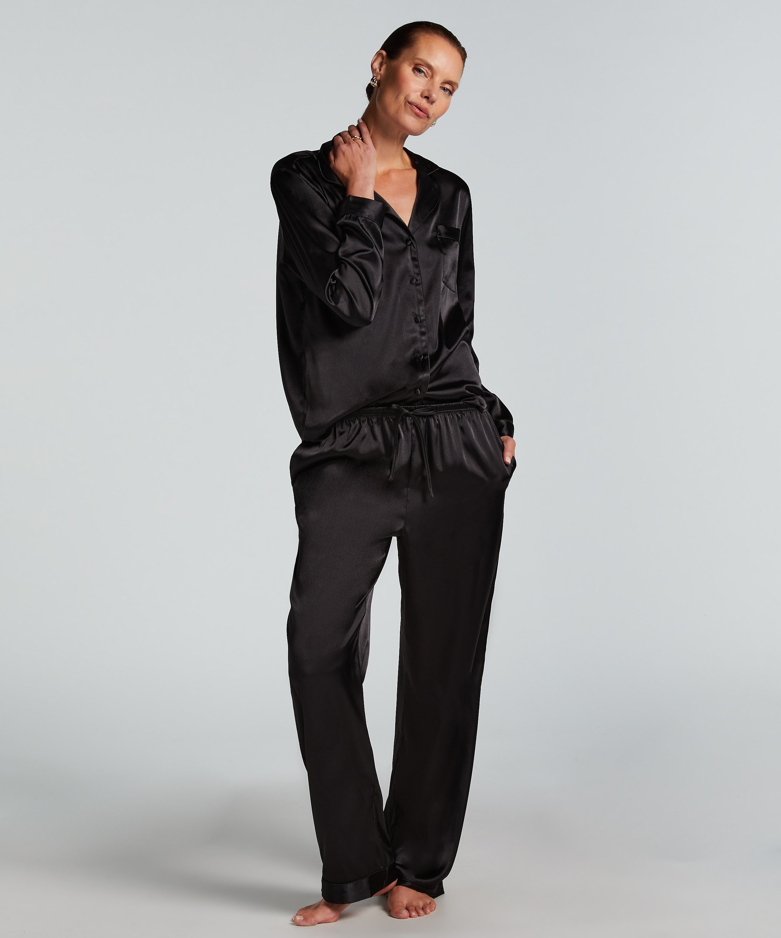 Satin-byxor, Svart, main