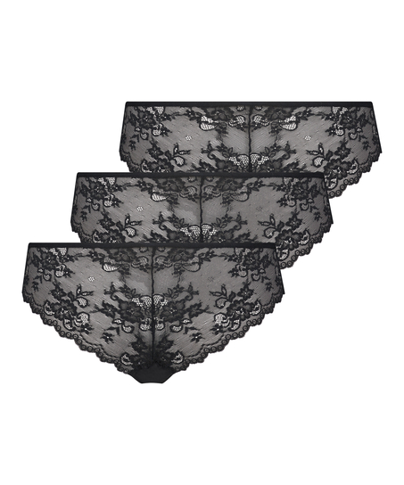 3-pack osynlig brazilian-trosa, Svart