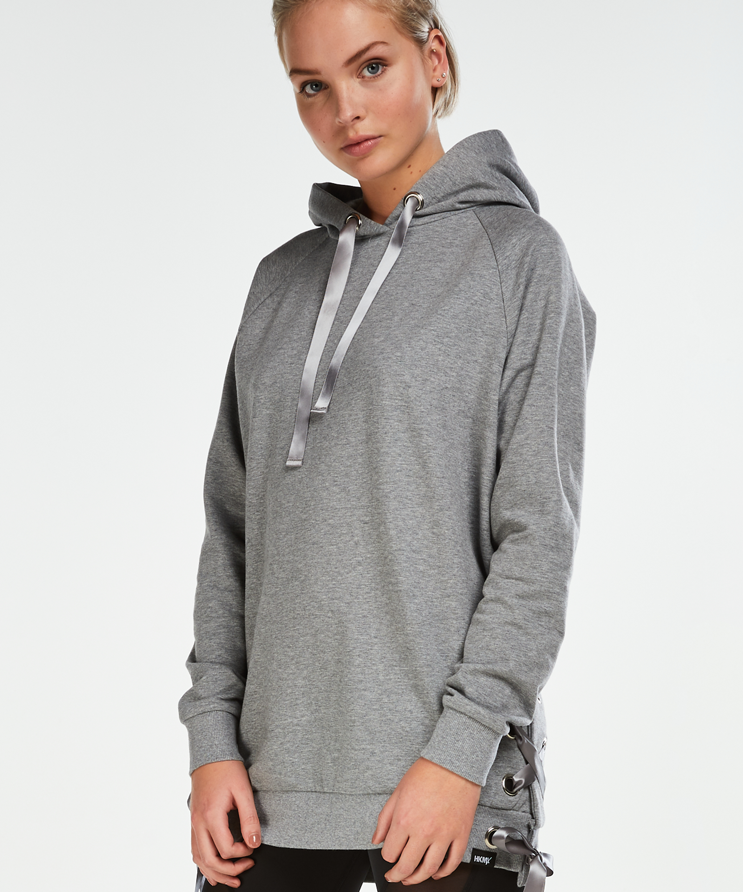 HKMX sweatshirt lace-up, Grå, main