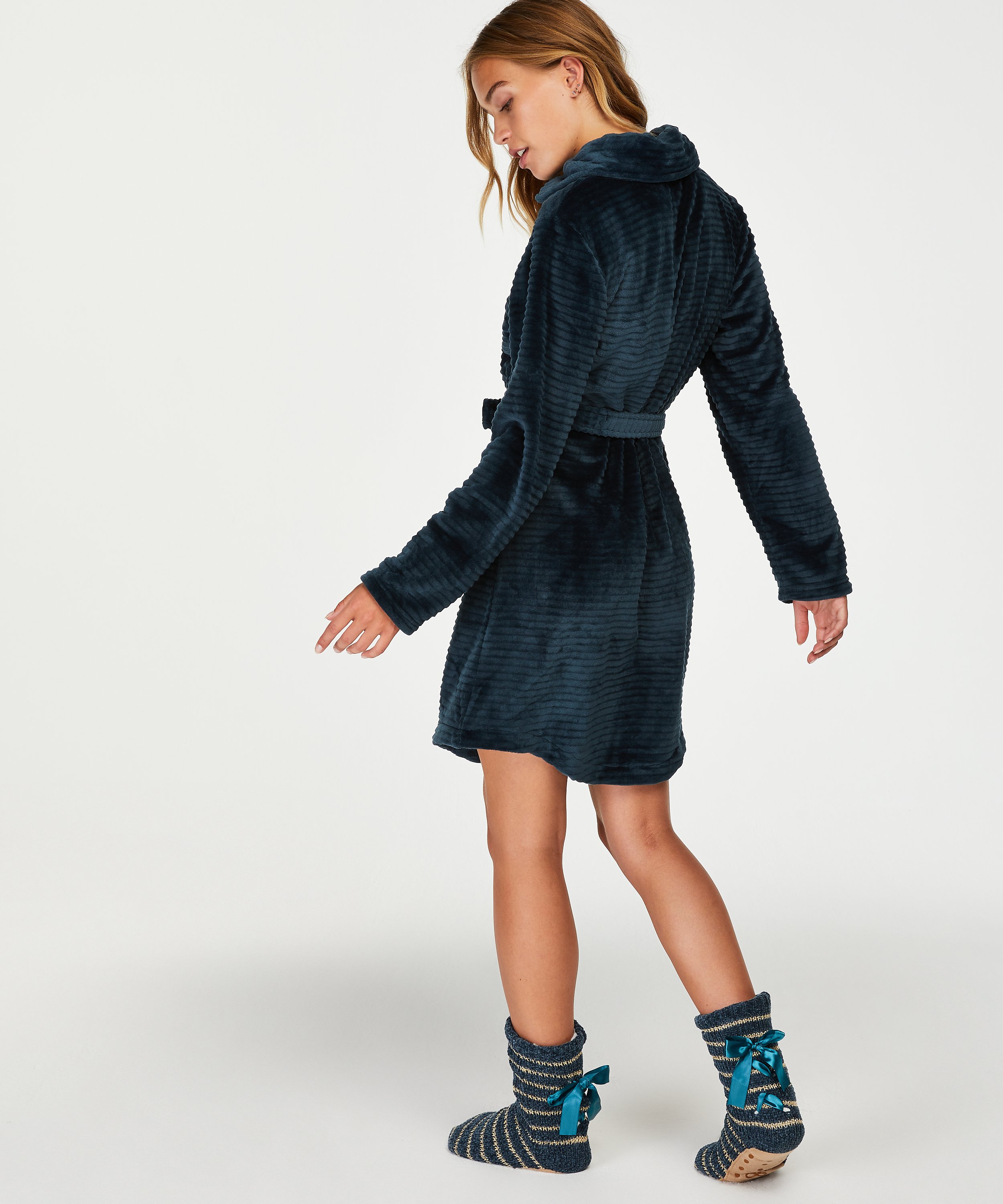 Badrock i fleece med dragkedja, Blå, main