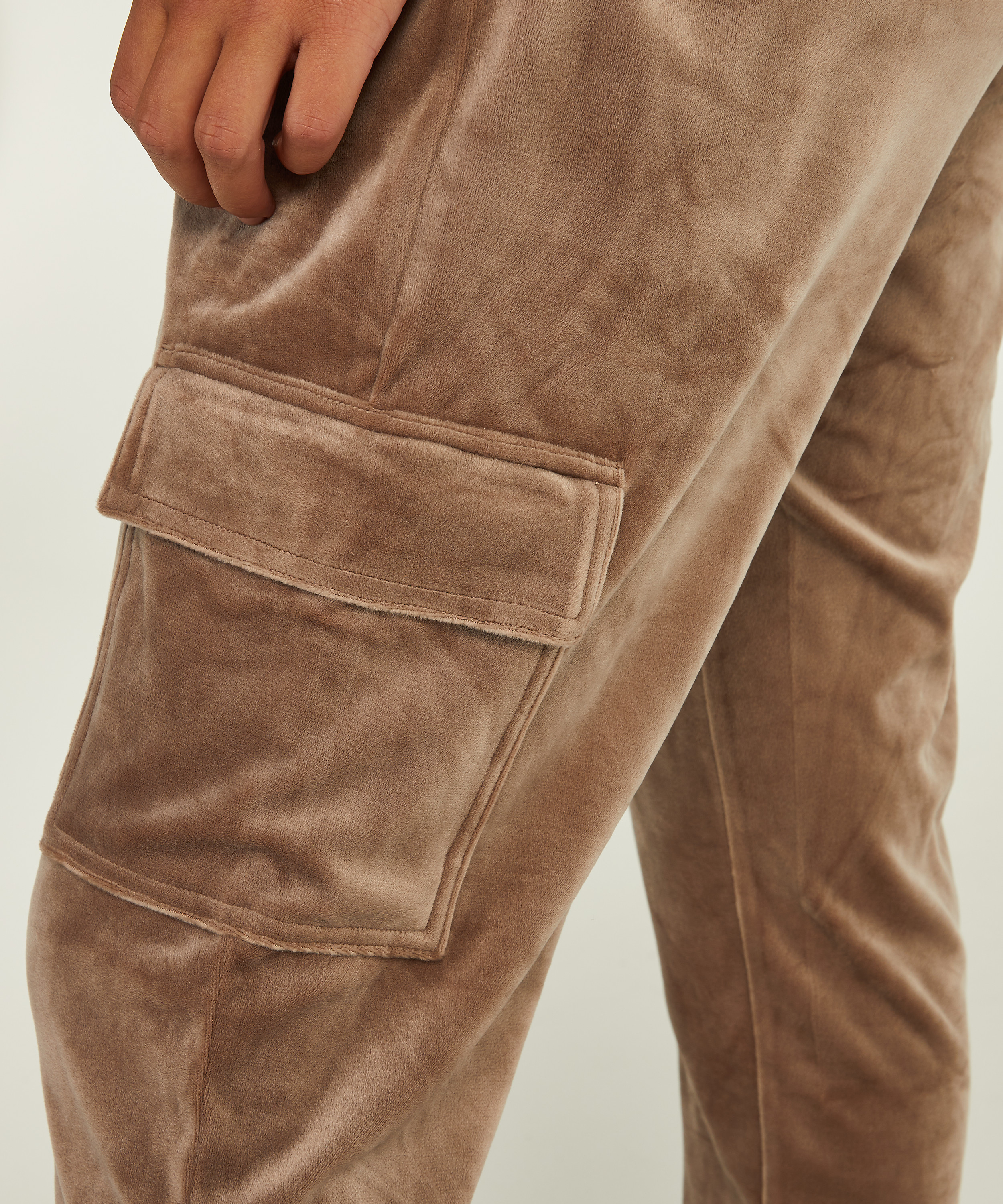 Jumpsuit-hoodie i velour, Brun, main