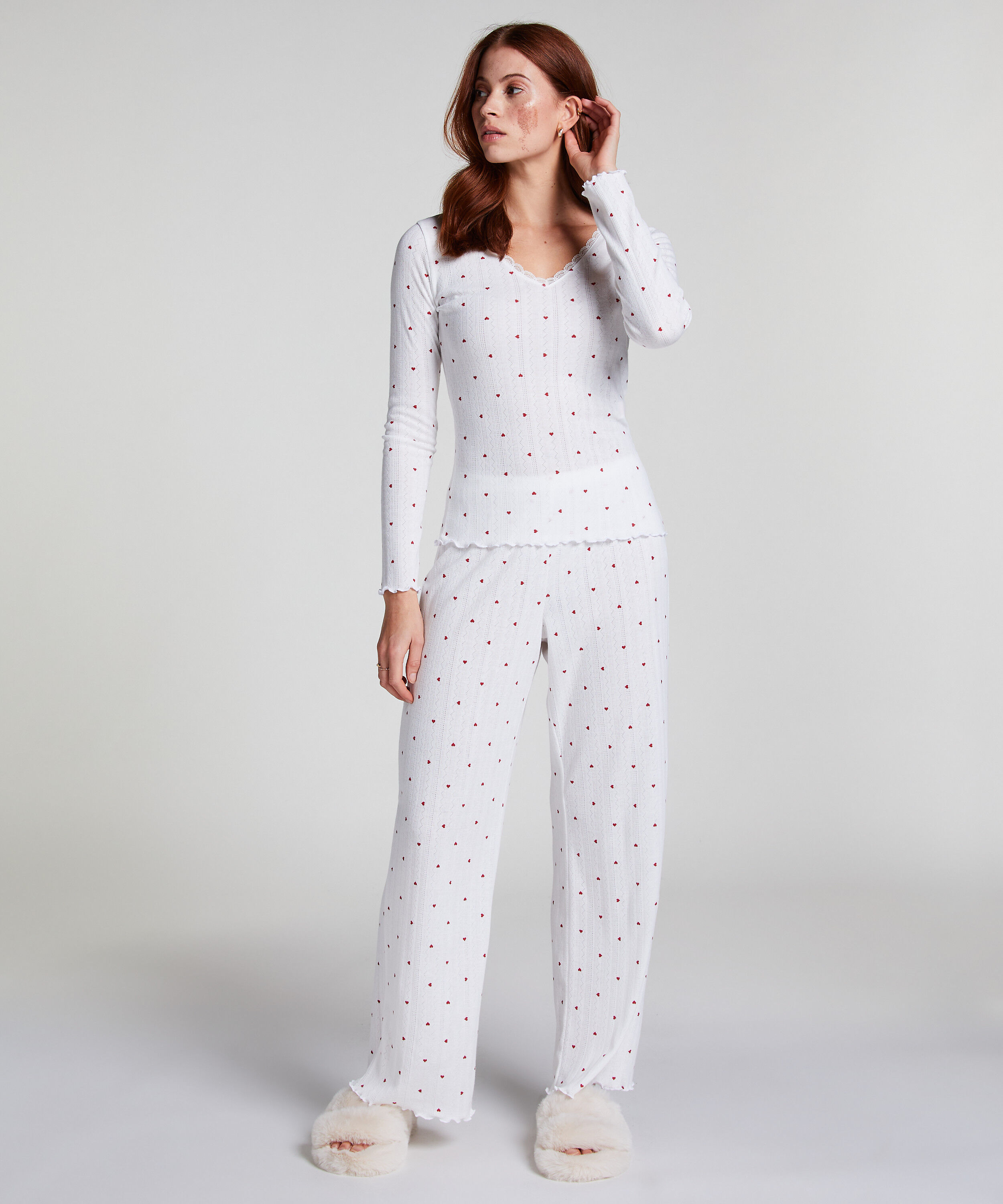 Pyjamasbyxa Pointelle, Vit