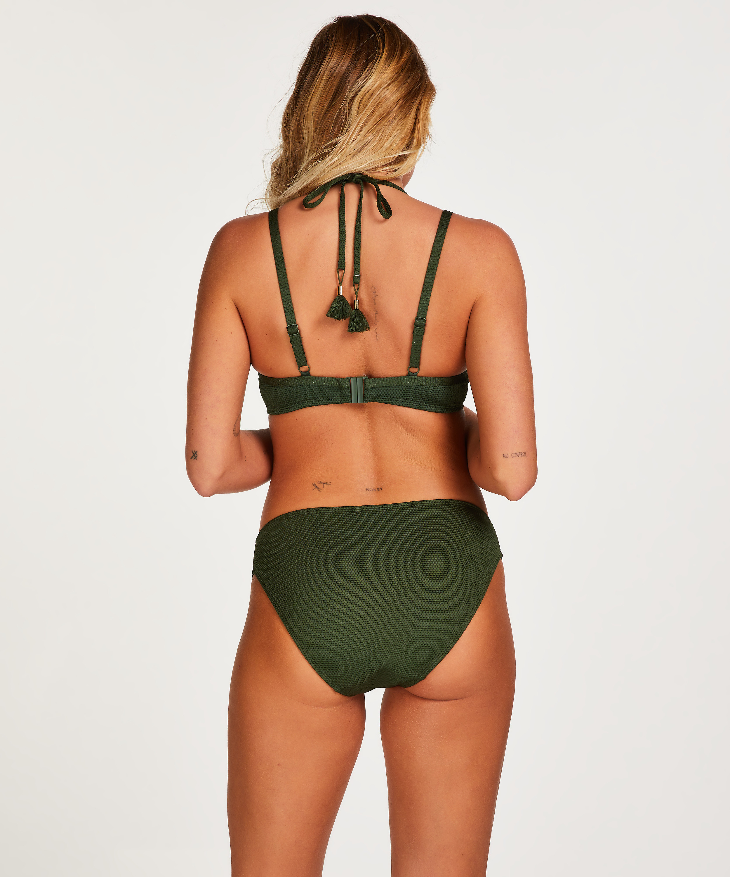 Formpressad Scallop-bikiniöverdel med bygel, grön, main