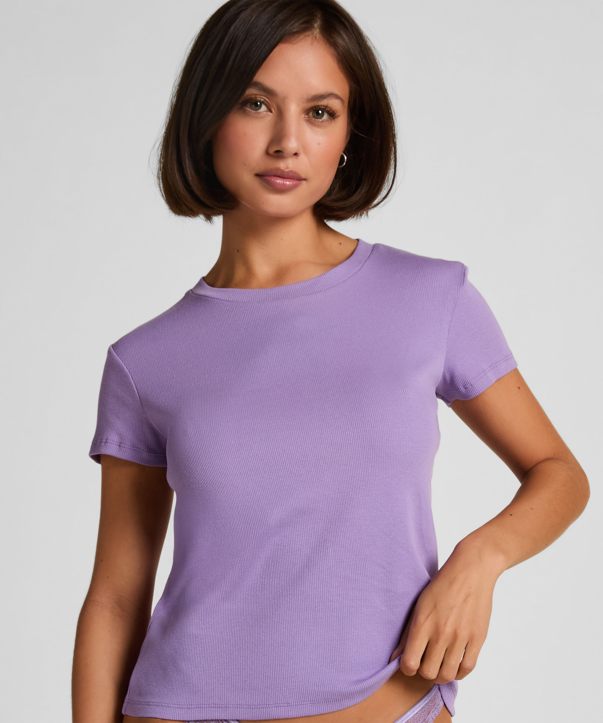 Kortärmad pyjamastopp Rib Crew Neck
