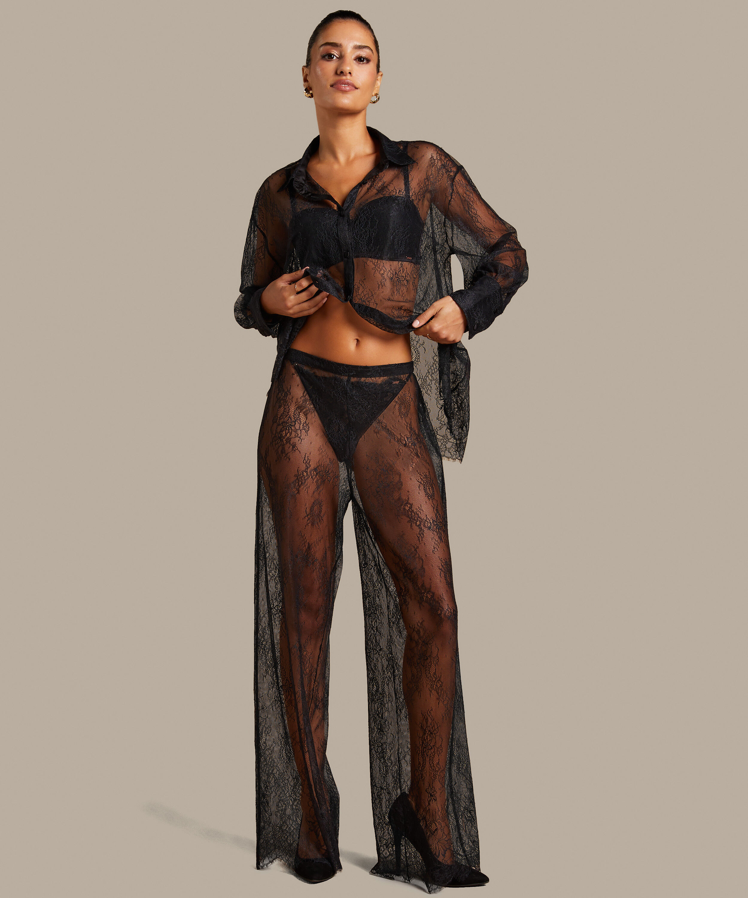 Byxor Lace Camille, Svart