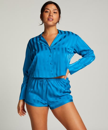 Långärmad jacka i satin, Blå