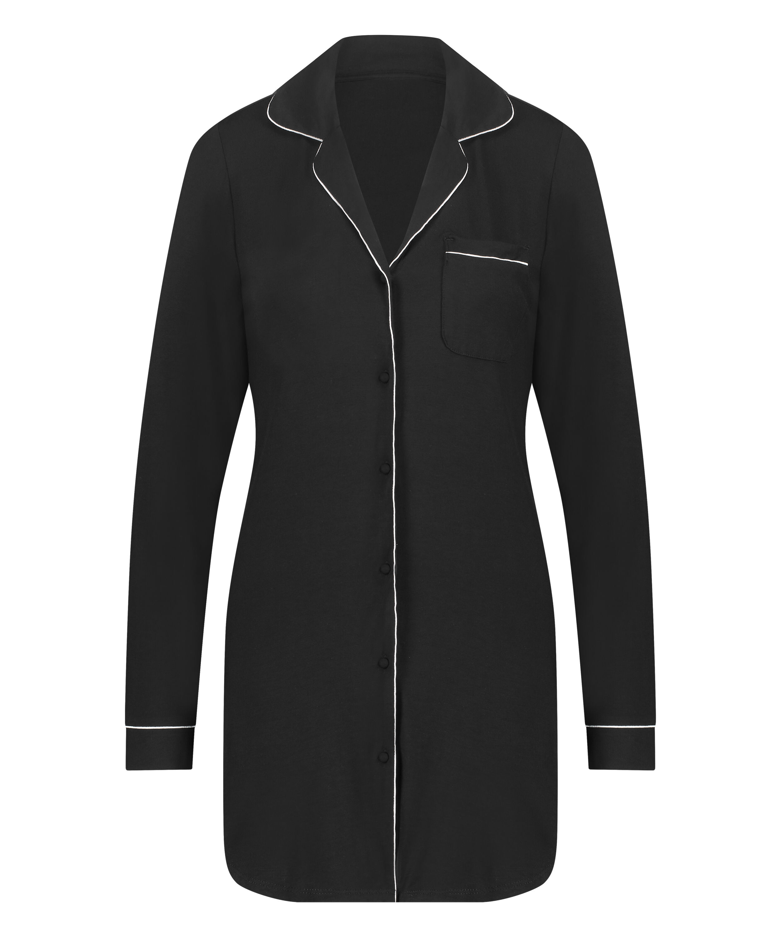 L&aring;ng&auml;rmad skjortkl&auml;nning i jersey Essential, Svart