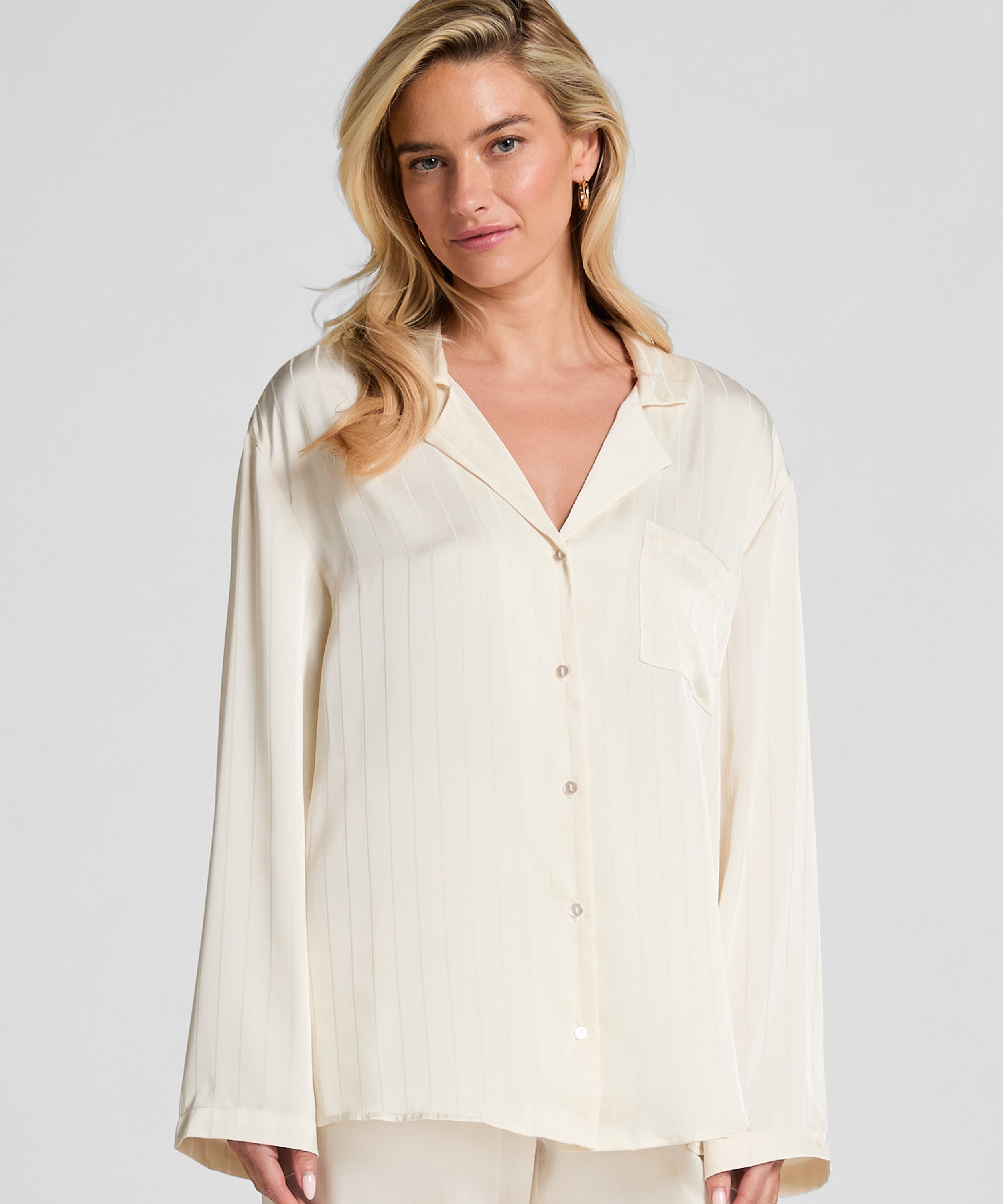 Satinjacka med smala r&auml;nder, Vit, main