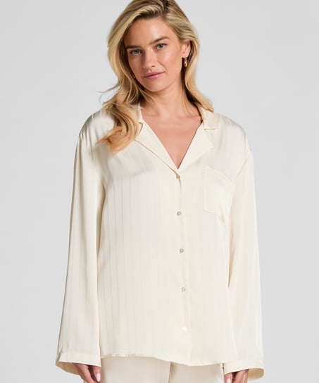 Satinjacka med smala r&auml;nder, Vit