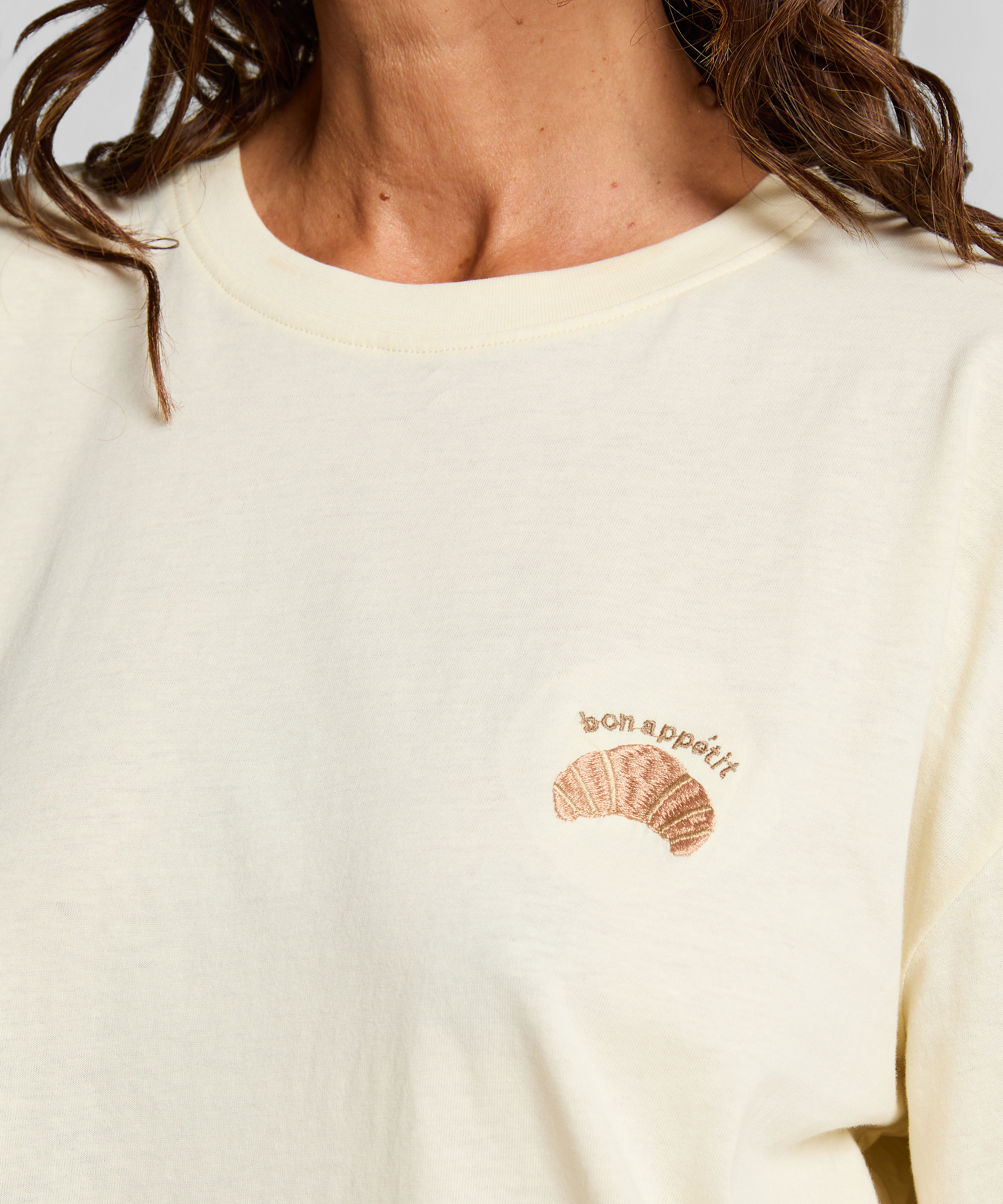 Nattskjorta med rund hals, Gul, main