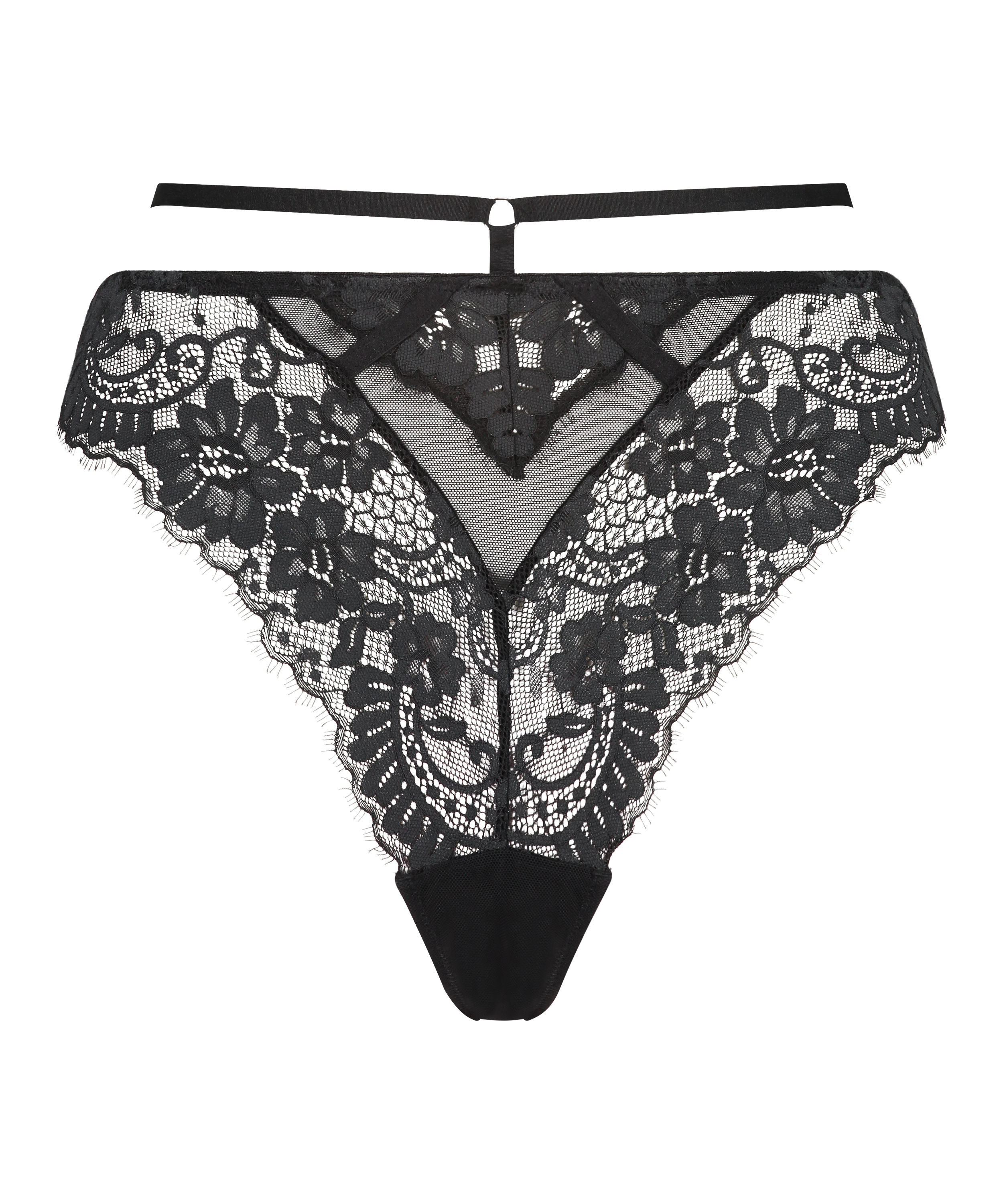 H&ouml;gt skuren stringtrosa Lidia, Svart, main