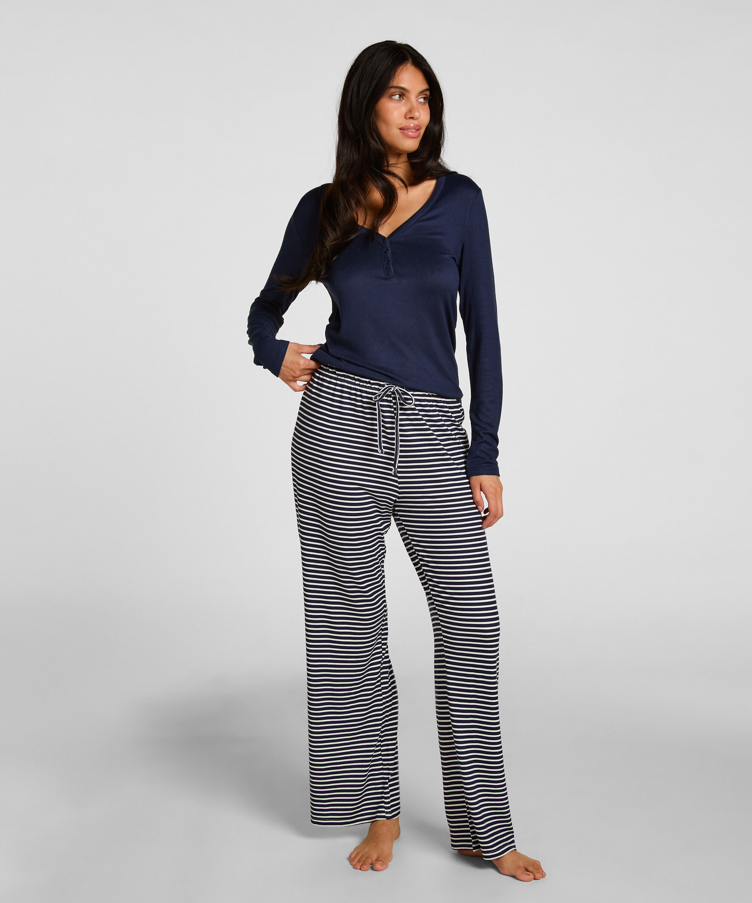 Pyjamasbyxor Jersey Randiga, Blå