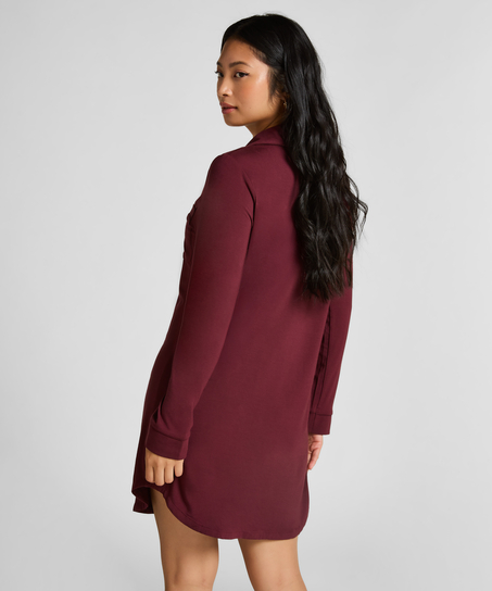 L&aring;ng&auml;rmad skjortkl&auml;nning i jersey Essential, Lila