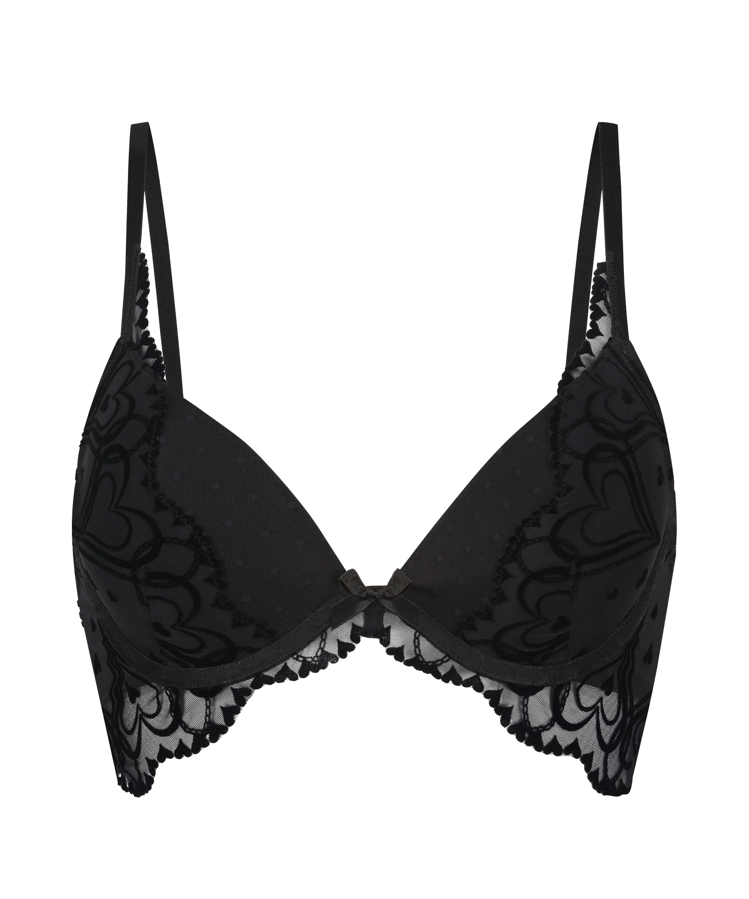 Formpressad longline push-up-bh med bygel Pippa, Svart, main