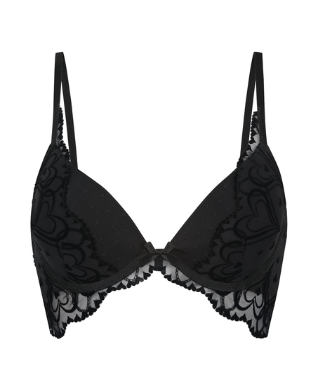 Formpressad longline push-up-bh med bygel Pippa, Svart