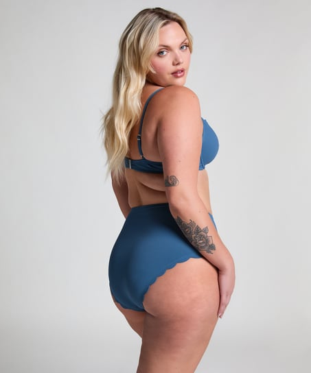 Formpressad bikiniöverdel med bygel Scallop, Blå