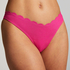 Högt Skuren Bikiniunderdel Scallop Lurex, Rosa