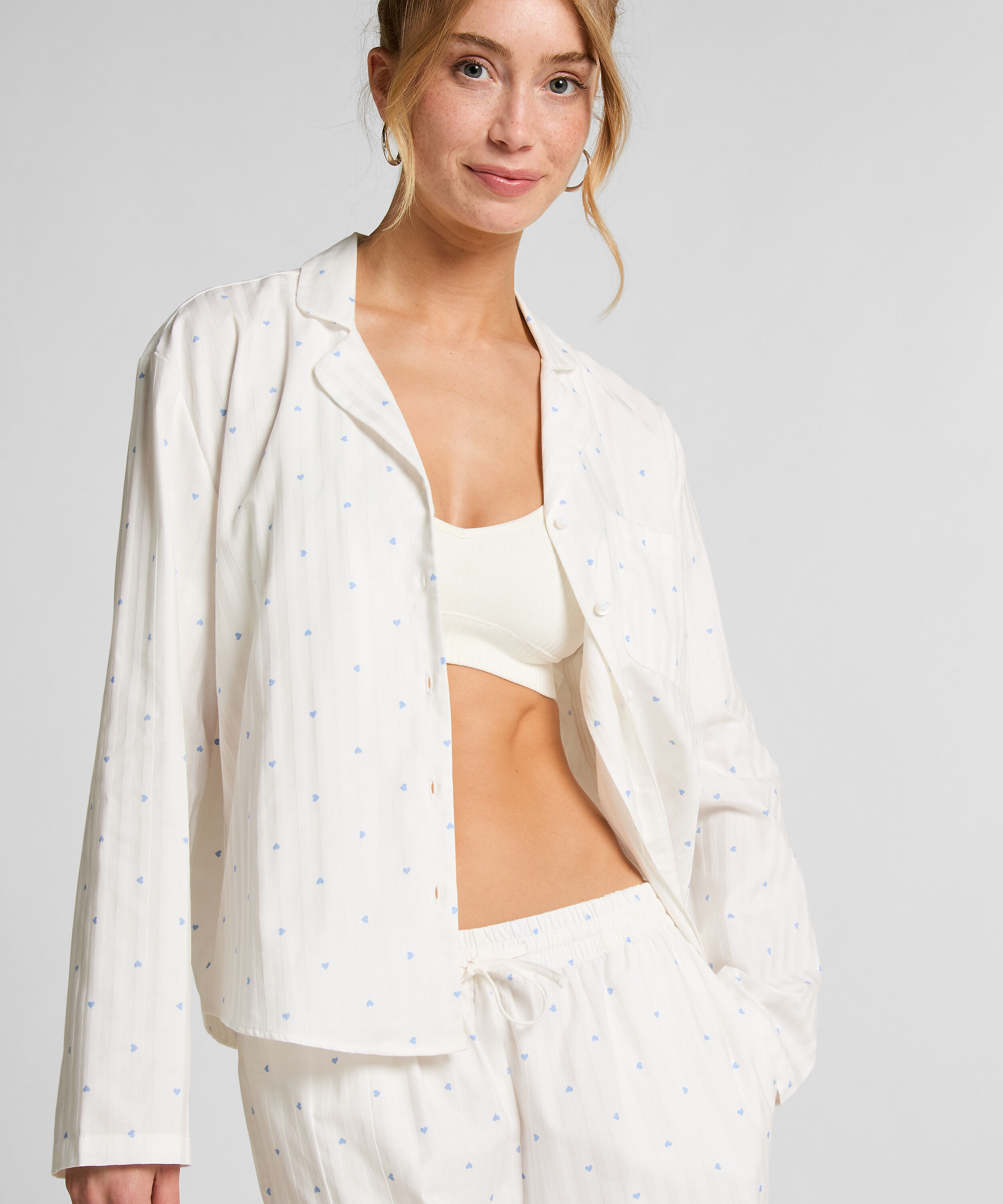 Jacquard Pyjamastopp och Långärmad, Blå