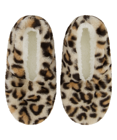 Ballerinatofflor Leopard, Beige