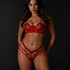 Mitzy högt skuren braziliantrosa med pen crotch, röd