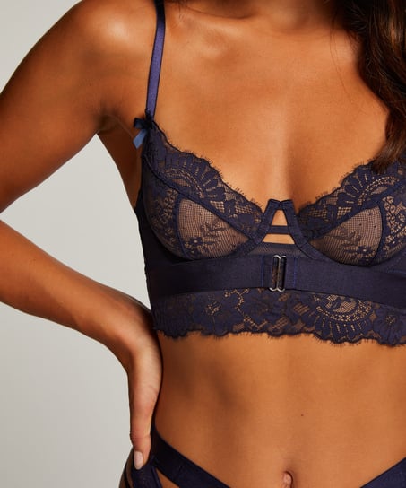 Icke-formpressad longline bygel-bh Blossom, Bl&aring;